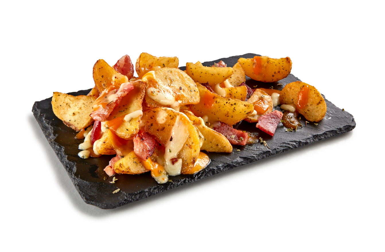 Batatas Country com Queijo e Bacon